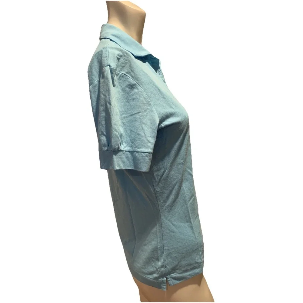 Nike Golf Fit Dry Blue Short Sleeve Collar Button V-Neck Top Medium